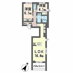 ケーズコート下目黒 2LDKの間取図画像