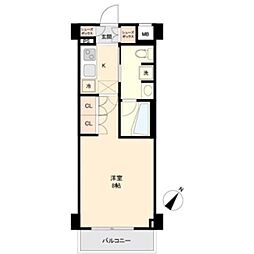 AXAS鵜の木アジールコート 1Kの間取図画像
