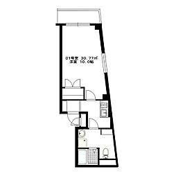 b'CASA東大井 1Kの間取図画像