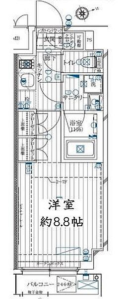 東京都世田谷区瀬田2丁目(賃貸マンション1K・6階・25.50㎡)の写真 その2