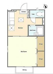 フェリース村松 1階1Kの間取り