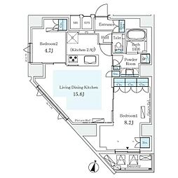 モノリス広尾 2階2LDKの間取り