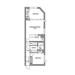 スタイリオ桜新町 1階2LDKの間取り