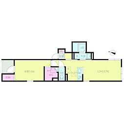 アンダンテ下馬 1階1LDKの間取り