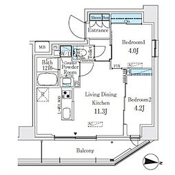 プライムブリス品川中延 7階2LDKの間取り