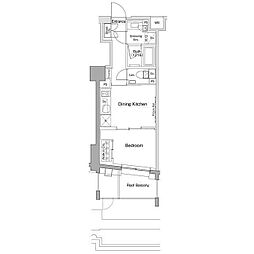 ザ・パークハビオ目黒桜邸 5階1DKの間取り