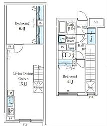 CREATIF学芸大学 1階2LDKの間取り