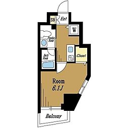 メインステージ目黒2 1Kの間取図画像