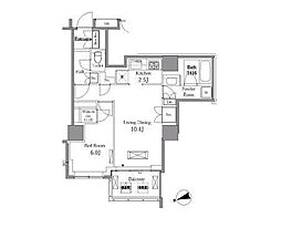 レジディアタワー目黒不動前 1LDKの間取図画像