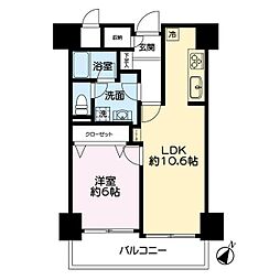 朝日広尾マンション 1LDKの間取図画像