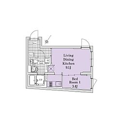 OAKVILLASOU目黒 1LDKの間取図画像