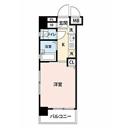 ロワール島津山南 1Kの間取図画像