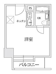 大橋スカイハイツ ワンルームの間取図画像