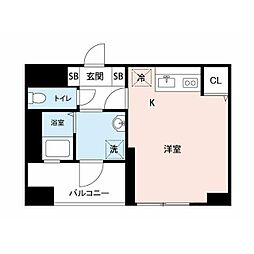 マストライフ目黒南 ワンルームの間取図画像