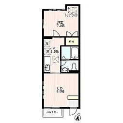 クレセント91 1LDKの間取図画像