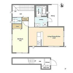 Grand　Stamm 2階1LDKの間取り