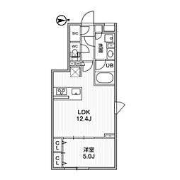 ALTERNA祐天寺 3階1LDKの間取り