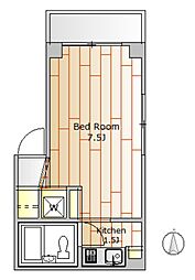 メゾンアイル 2階1Kの間取り