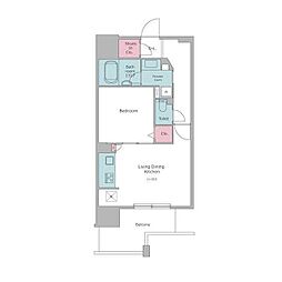 レジディア中延 5階1LDKの間取り