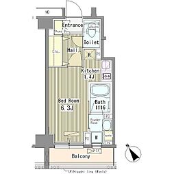 メルヴェーユ馬込 4階1Kの間取り