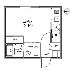 MODULOR池上 1Kの間取図画像