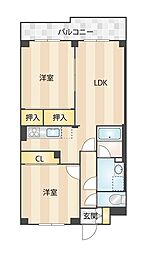 パレ洗足池 2LDKの間取図画像
