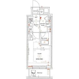 エルグランジュテ川崎 1Kの間取図画像