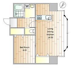 グレイス長原 1LDKの間取図画像