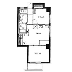 朝日北千束マンション 2DKの間取図画像