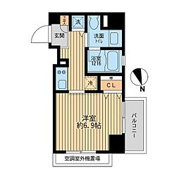 クリオ戸越銀座弐番館 1Kの間取図画像