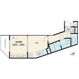 Fossette池田山 1DKの間取図画像