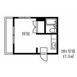サンハイツ洗足 ワンルームの間取図画像