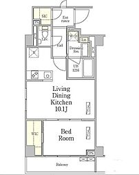 パークペルル池尻 1階1LDKの間取り
