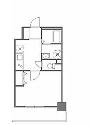 KDXレジデンス上野毛 1Kの間取図画像