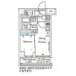 アヴニール三軒茶屋 1LDKの間取図画像