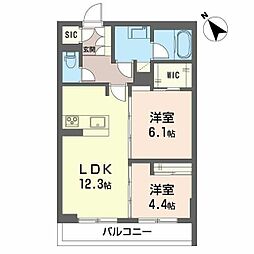 フェリシード野沢 2LDKの間取図画像