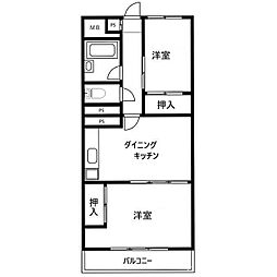 メゾン上野毛 2DKの間取図画像
