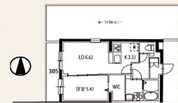 JMKomazawa 1LDKの間取図画像