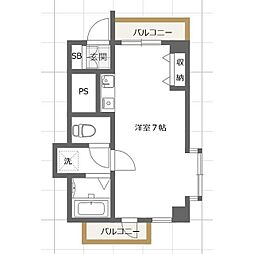 SBフラッツ ワンルームの間取図画像