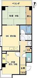 パールコートつきみ野 2DKの間取図画像