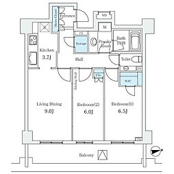 グレンパーク駒場WEST 2LDKの間取図画像