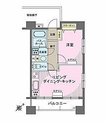 ヒルレジデンス大崎 1階1LDKの間取り