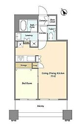 LaSante池田山 15階1LDKの間取り