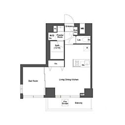 ディームス目黒行人坂 1LDKの間取図画像