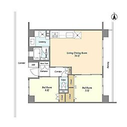 HF大森町レジデンス 2LDKの間取図画像