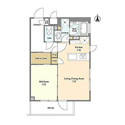 ラティエラ大森西 1LDKの間取図画像