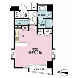 エスコートノヴェル南麻布 ワンルームの間取図画像