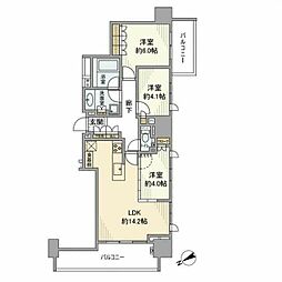 パークタワー大森 3LDKの間取図画像