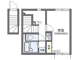 レオネクストウエスト2 1Kの間取図画像