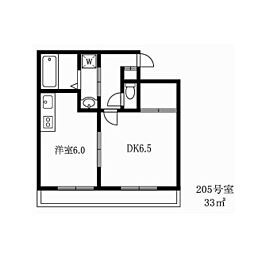ガーデンマツイ 1LDKの間取図画像